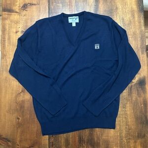 Navy Blue Vintage 90s Swingster V Neck Mens XL Sweater